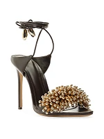 Zaya 100MM Embellished Leather Ankle-Wrap Sandals