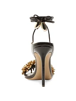 Zaya 100MM Embellished Leather Ankle-Wrap Sandals
