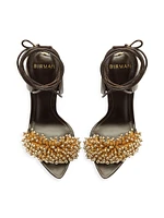 Zaya 100MM Embellished Leather Ankle-Wrap Sandals