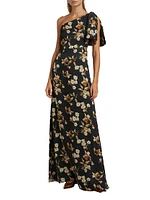 Chelsea Floral One-Shoulder Gown