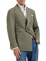 One and a Half Breasted Blazer with Metal Buttons