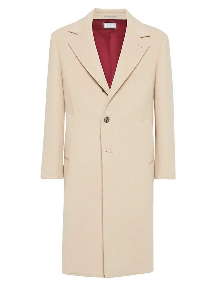 Camel Double Cloth Coat with Metal Buttons