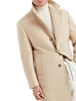 Camel Double Cloth Coat with Metal Buttons