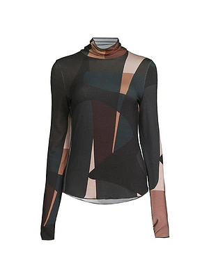 Abstract Soft Touch Turtleneck Top