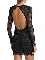 Metallic Lace Hand-Beaded Minidress