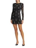 Metallic Lace Hand-Beaded Minidress