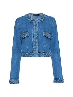 Braided Denim Cropped Jacket