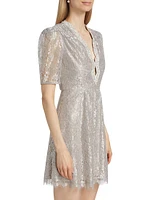 Tabitha Metallic Lace Minidress