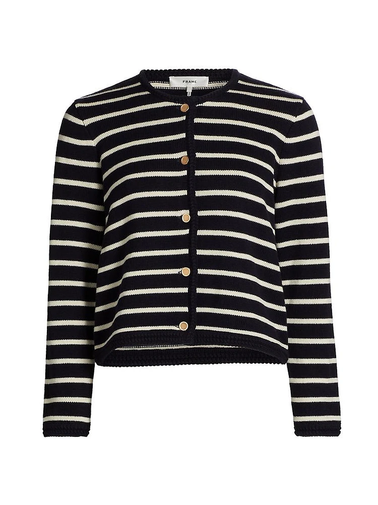 Striped Wool & Cotton Cardigan