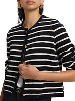 Striped Wool & Cotton Cardigan