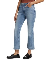 Le Crop Mini Boot High-Waist Worn Fray Jeans