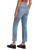 Le Crop Mini Boot High-Waist Worn Fray Jeans