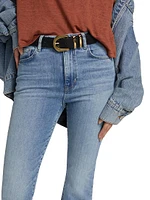 Le Crop Mini Boot High-Waist Worn Fray Jeans