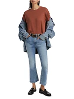 Le Crop Mini Boot High-Waist Worn Fray Jeans