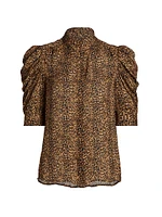 Gillian Leopard Silk Top