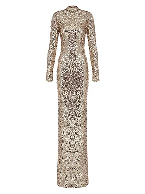 Catroux Sequined Fitted Maxi-Dress