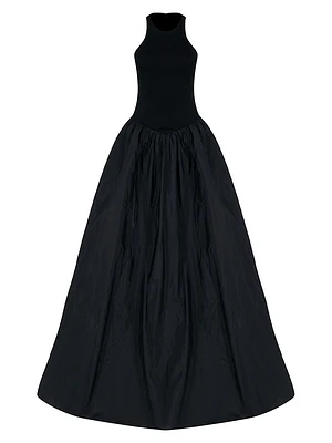 Cate Silk Fit-And-Flare Sleeveless Gown