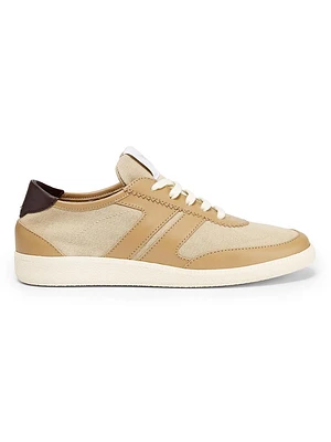 Canvas-Leather Low-Top Sneakers