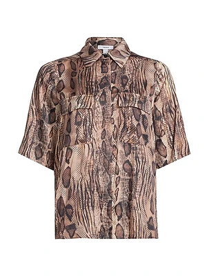 Maya Snake-Print Short-Sleeve Shirt