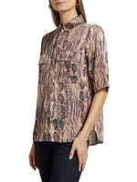 Maya Snake-Print Short-Sleeve Shirt