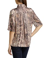 Maya Snake-Print Short-Sleeve Shirt