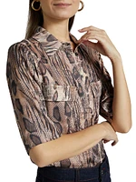 Maya Snake-Print Short-Sleeve Shirt