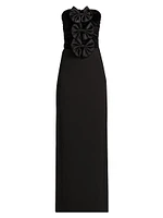 Constance Bow Cut-Out Column Gown