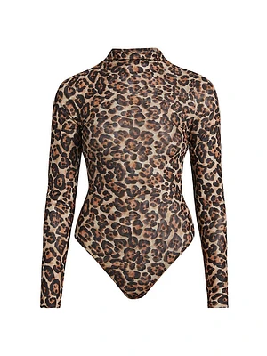 Vittoria Leopard Mock Turtleneck Bodysuit