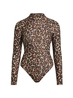 Vittoria Leopard Mock Turtleneck Bodysuit