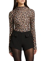 Vittoria Leopard Mock Turtleneck Bodysuit