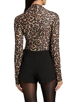Vittoria Leopard Mock Turtleneck Bodysuit