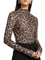 Vittoria Leopard Mock Turtleneck Bodysuit