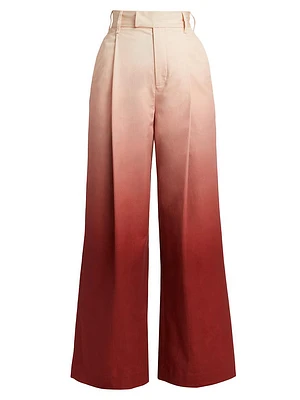 Ombré Cotton High-Rise Wide-Leg Pants