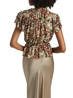 Floral Ruffled Short-Sleeve Top