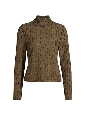 Textured Wave Turtleneck Top