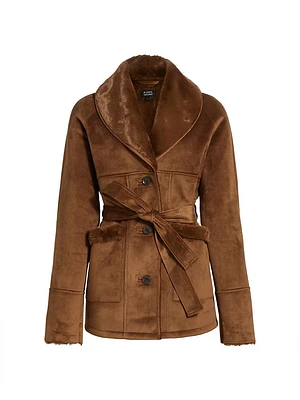 Belted Faux-Shearling Coat
