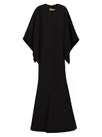 Brooch-Embellished Crepe Gown