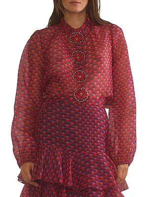 Flower Silk Organza Blouse