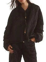 Quilted Zip-Front Bomber Jacket
