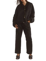 Quilted Zip-Front Bomber Jacket