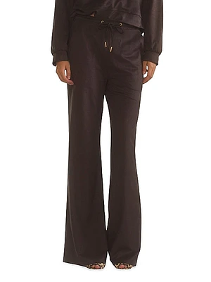 Faux Suede Wide-Leg Lounge Pants