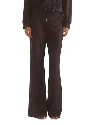 Faux Suede Wide-Leg Lounge Pants