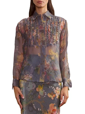 Silk Organza Tuxedo Shirt