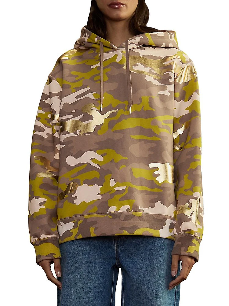 Camo Cotton-Blend Oversized Hoodie