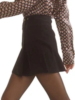 Suede A-Line Wrap-Miniskirt