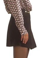 Suede A-Line Wrap-Miniskirt
