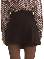 Suede A-Line Wrap-Miniskirt