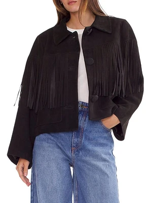 Fringe Suede Cropped Jacket