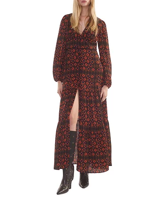 Geometric Georgette Tiered Maxi Dress