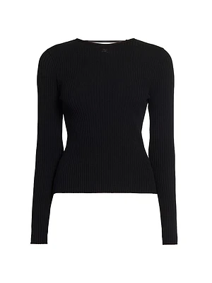 Ribbed Open-Back Sweater